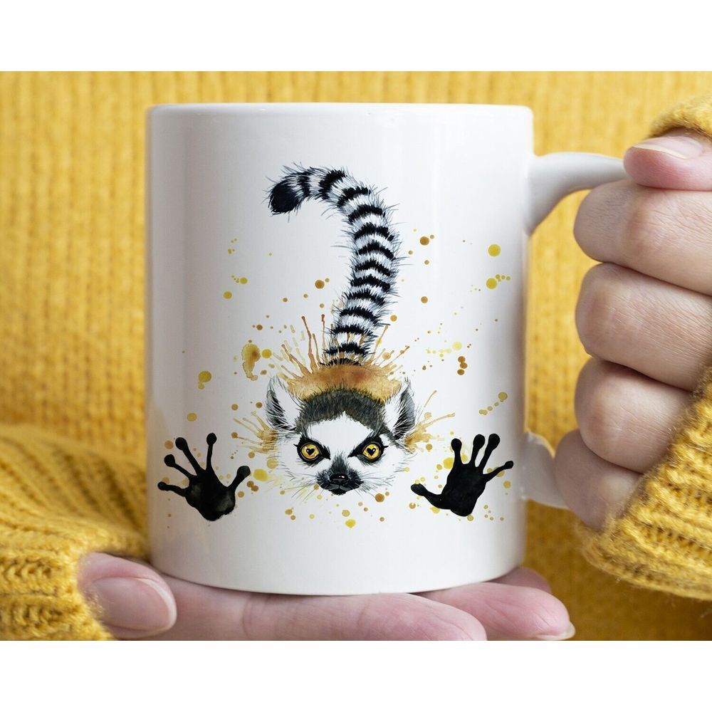 Watercolor Lemur Mug, 11oz Coffee Mug Gift Animal